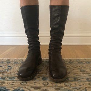 GUIDI BROWN LEATHER BOOTS. Size 8.5